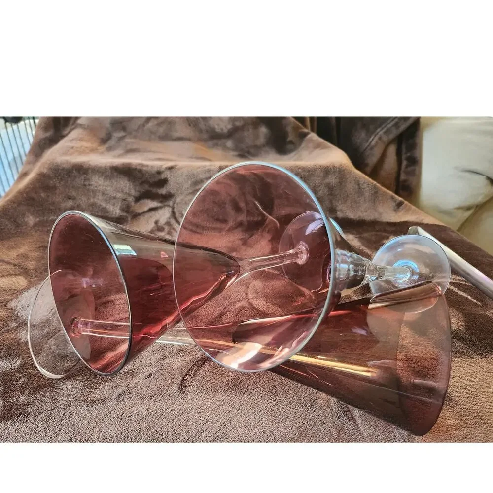 Vintage Pottery Barn Amethyst Trumpet Champagne Flute/Wine Glasses